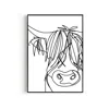 Natalie Cass Art Black / White Highland Cow Art Print - A3 In Black/white