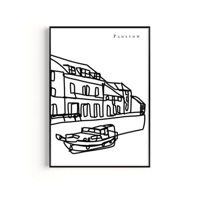 Natalie Cass Art Black / White Padstow Art Print - A3 In Black/white