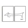 Natalie Cass Art Black / White Sausage Dog Set Of 2 Art Prints - A3 In Multi