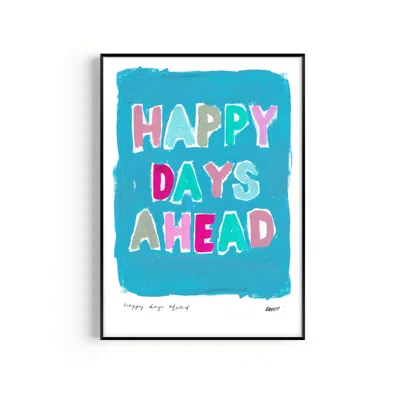 Natalie Cass Art Blue Happy Days Hand Painted Art Print - A3