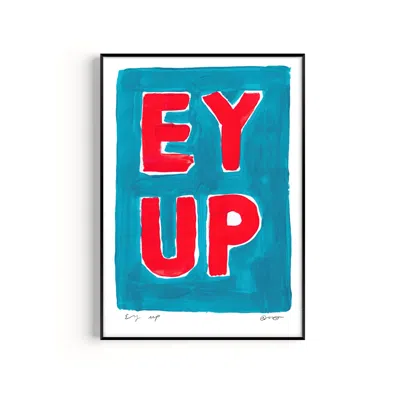 Natalie Cass Art Blue / Red Ey Up Hand Painted Art Print - A3