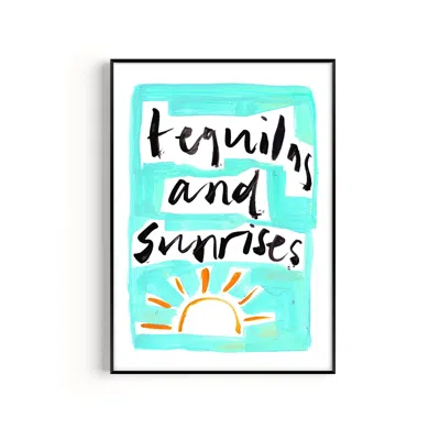 Natalie Cass Art Blue Tequilas & Sunrises Hand Painted Art Print - A3