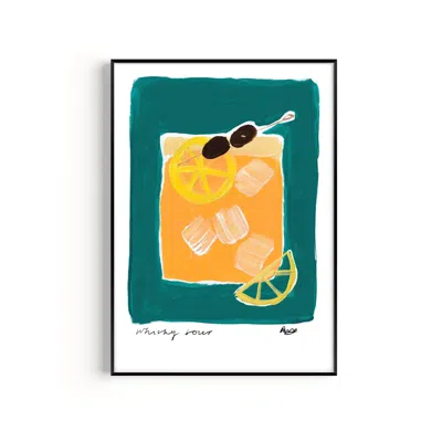 Natalie Cass Art Blue Whisky Sour Hand Painted Art Print - A3
