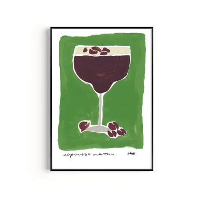Natalie Cass Art Espresso Martini Green Hand Painted Art Print - A2