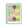 Natalie Cass Art Green Fondant Fancies Hand Painted Art Print - A2