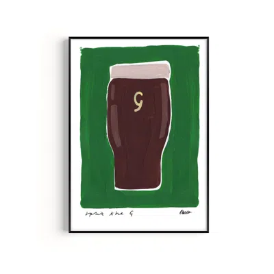 Natalie Cass Art Green Guinness Hand Painted Art Print - A3