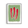 Natalie Cass Art Green / Red Three Chillis Hand Painted Art Print - A2