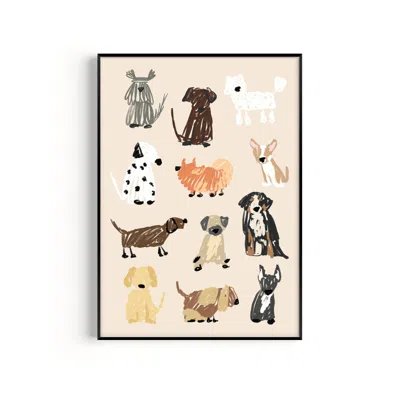 Natalie Cass Art Neutrals Dog Drawing Art Print - A2