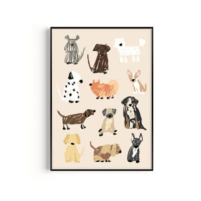 Natalie Cass Art Neutrals Dog Drawing Art Print - A3