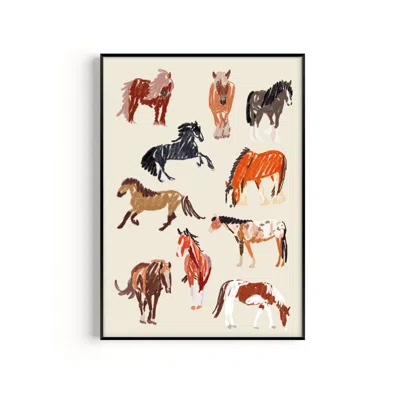 Natalie Cass Art Neutrals Horse Drawing Art Print - A2