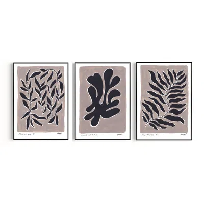 Natalie Cass Art Neutrals Matisse Set Of 3 Hand Painted Art Prints - A2