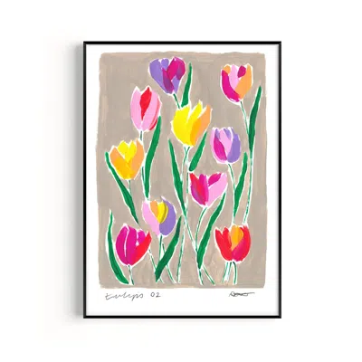 Natalie Cass Art Neutrals Tulips Hand Painted Art Print - A3