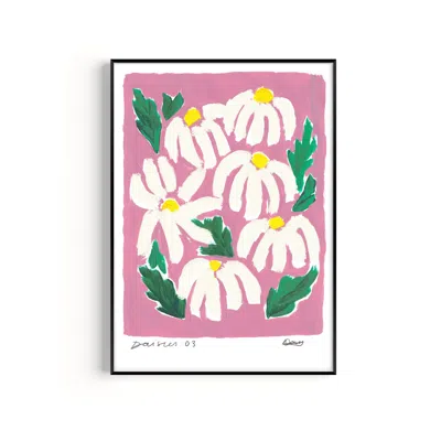 Natalie Cass Art Pink / Purple Daisies Hand Painted Art Print - A3
