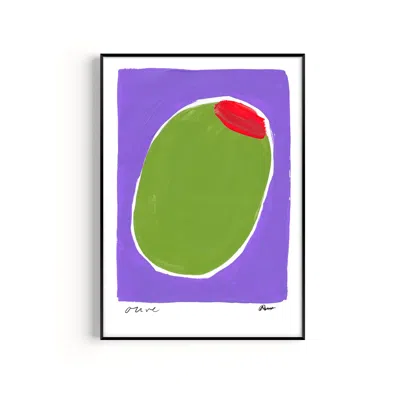 Natalie Cass Art Pink / Purple / Green Olive Hand Painted Art Print - A3