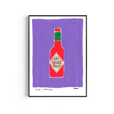 Natalie Cass Art Pink / Purple Hot Sauce Hand Painted Art Print - A2 In Multi