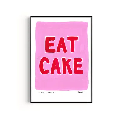 Natalie Cass Art Pink / Purple / Red Eat Cake Hand Painted Art Print - A3 In Multi