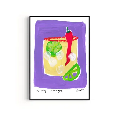 Natalie Cass Art Pink / Purple Spicy Margs Hand Painted Art Print - A2