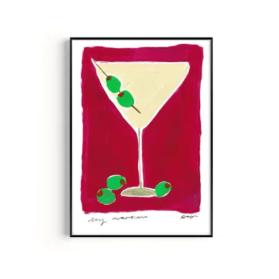 Natalie Cass Art Red Dry Martini Hand Painted Art Print - A2