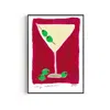 Natalie Cass Art Red Dry Martini Hand Painted Art Print - A3 In Red