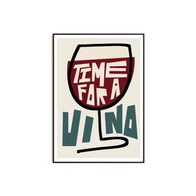 Natalie Cass Art Time For A Vino Art Print - A2 In Red