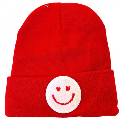 Natalie Chang Women's Valentines Smiley Face Hat In Red
