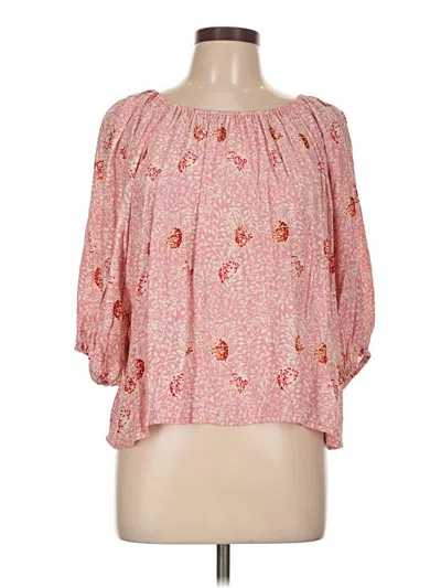 Pre-owned Natalie Martin 3/4 Sleeve Silk Top Pink Cold Shoulder Neckline Tops