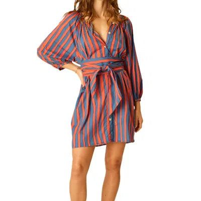 Natalie Martin Alex Short Dress In Batik Stripe Blood Orange In Multi
