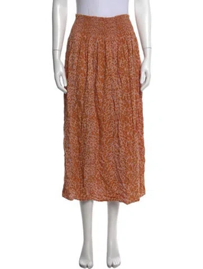 Pre-owned Natalie Martin Animal Print Midi Length Skirt In Orange