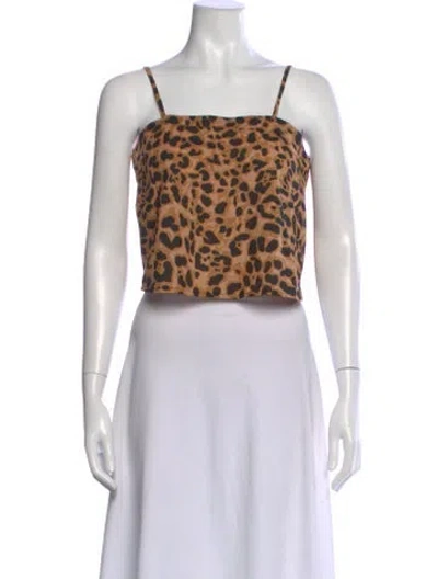 Pre-owned Natalie Martin Animal Print Square Neckline Crop Top In Neutral