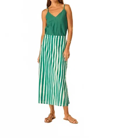 Natalie Martin Anita Loose-fit Pencil Skirt In Batkin Stripe Lawn In Green