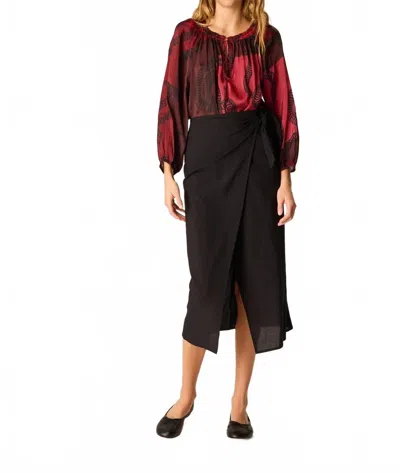 Natalie Martin Ashley Long Sleeve Top In Ament Snake In Red