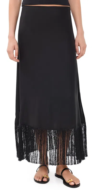 Natalie Martin Collection Anita Silk Skirt Black Fringe Silk
