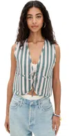 Natalie Martin Collection Felicity Vest Thick Stripe Jade