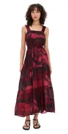Natalie Martin Collection Jasmine Maxi Dress With Sash Ament Snake Oxblood