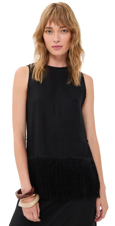 Natalie Martin Collection Jessie Silk Top Black Fringe Silk