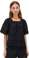 Natalie Martin Collection Nikki Top Medallian Embroidery Black In Medallian Embroidery Black