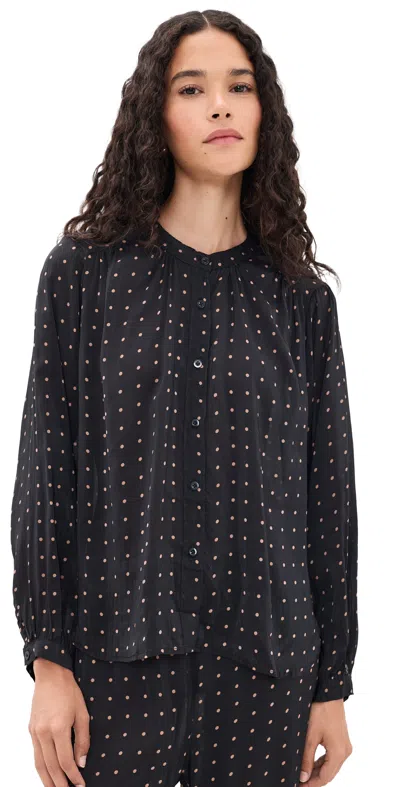 Natalie Martin Collection Tolan Shirt Petite Polka Dot Black & Tan