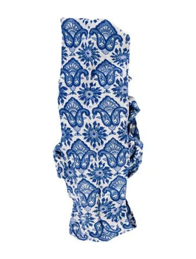 Pre-owned Natalie Martin Colorblock Pattern Scarf W/ Tags In Blue