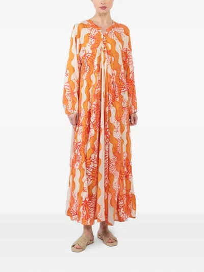 Natalie Martin Coral-print Maxi Dress In Multi