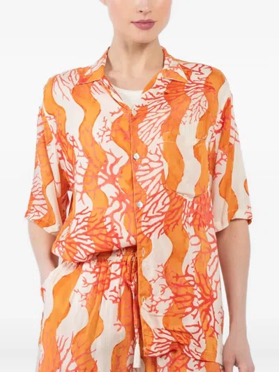 Natalie Martin Coral-print Short-sleeve Shirt In Multi