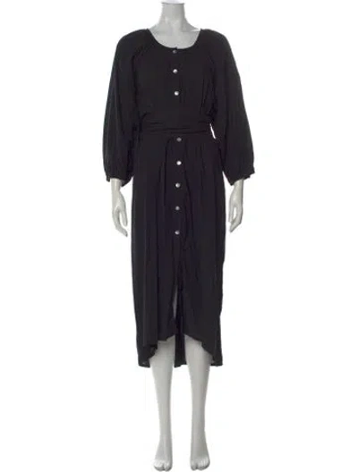Pre-owned Natalie Martin Crew Neck Midi Length Dress In Black