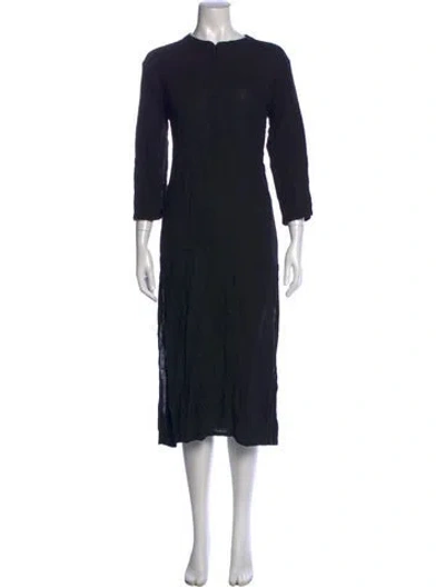Pre-owned Natalie Martin Crew Neck Midi Length Dress In Black