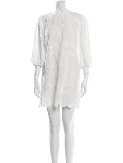 Pre-owned Natalie Martin Crew Neck Mini Dress In White