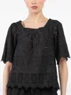 Natalie Martin Eyelet-embroidered Blouse In Black