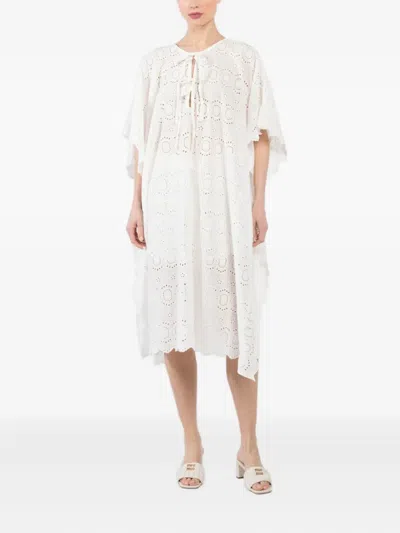 Natalie Martin Eyelet-embroidered Midi Dress In White