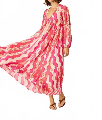 Natalie Martin Fiore Maxi Dress In Coral Wave Fuchsia In Multi