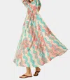 Natalie Martin Fiore Maxi Dress In Coral Wave Turquoise In Multi