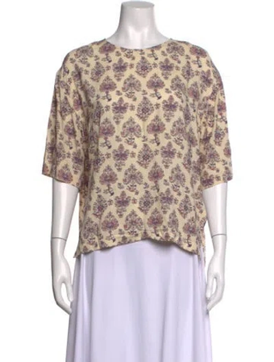 Pre-owned Natalie Martin Floral Print Crew Neck Top In Neutrals/purple