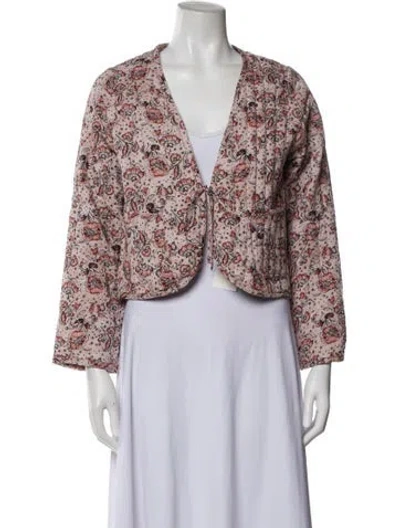 Pre-owned Natalie Martin Floral Print Evening Jacket In Pink