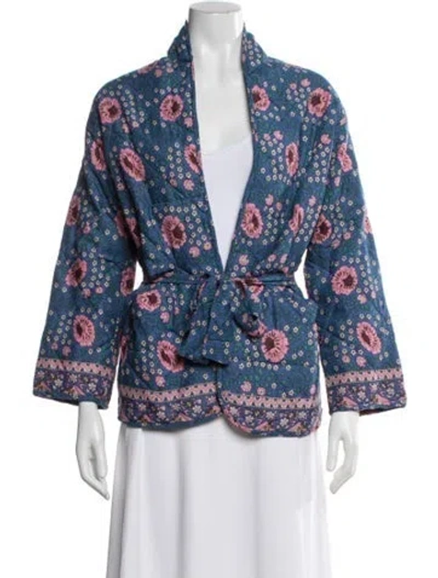Pre-owned Natalie Martin Floral Print Jacket In Blue